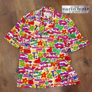 美品!旬90's!【vario fonte】伊製プリントブラウス 送料込(シャツ/ブラウス(半袖/袖なし))