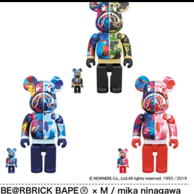 MEDICOM TOY(メディコムトイ)の100％ 400％ bape be@rbrick mika ninagawa   エンタメ/ホビーのおもちゃ/ぬいぐるみ(キャラクターグッズ)の商品写真