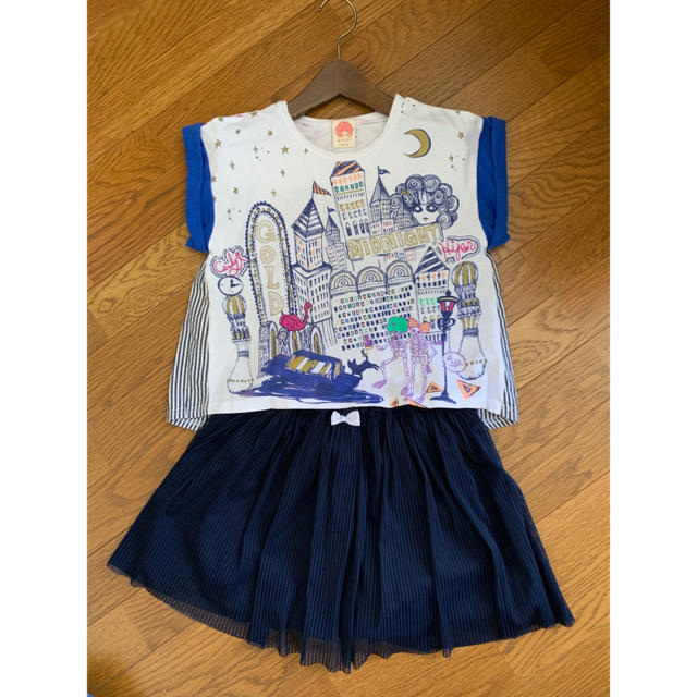 ScoLar(スカラー)の130 スカラー ScoLar Tシャツ ストライプ ドット キッズ/ベビー/マタニティのキッズ服女の子用(90cm~)(Tシャツ/カットソー)の商品写真