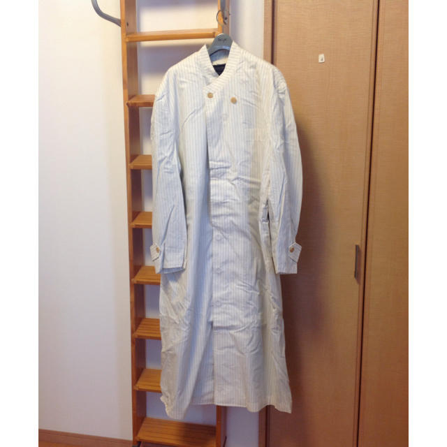 Yohji Yamamoto(ヨウジヤマモト)のヨウジヤマモト プールオム 白色のストライプコート 80's~90's メンズのジャケット/アウター(その他)の商品写真