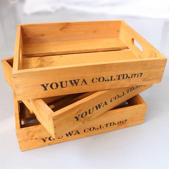 DIYにいいかも♪ 木のコンテナ３個セット（B）木箱 ウッドボックス 未使用の通販 by Oibby_2nd's shop｜ラクマ