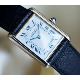 美品 カルティエ マスト タンク シルバー ブルーインデックス LM
