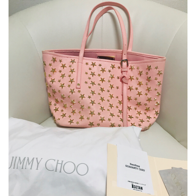 JIMMY CHOO(ジミーチュウ)のみー様ご専用☆お値下げ☆JIMMY CHOO SASHA / S ピンク レディースのバッグ(トートバッグ)の商品写真