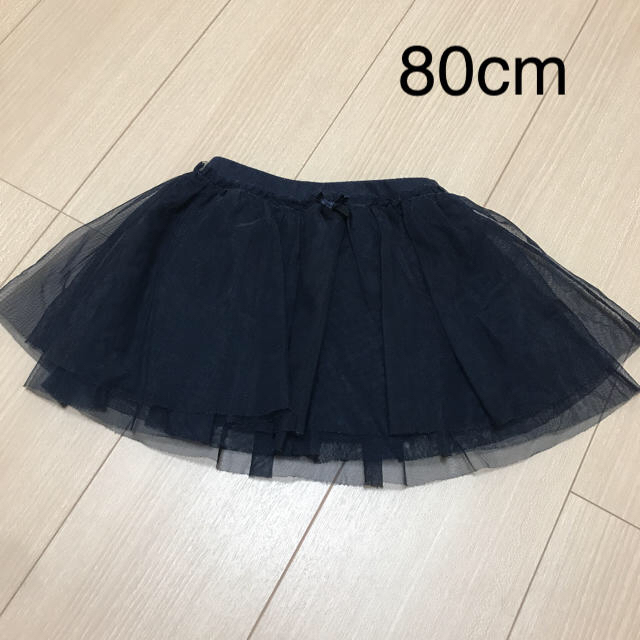 UNIQLO(ユニクロ)のチュールスカート ネイビー＆白 80cm キッズ/ベビー/マタニティのベビー服(~85cm)(スカート)の商品写真