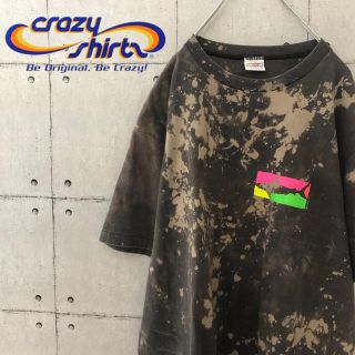 【リメイク】90s クレイジーシャツ ブリーチ加工 ビッグTシャツ サメ柄(Tシャツ/カットソー(半袖/袖なし))