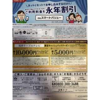 エーユー(au)のau 最大10000円キャッシュバッククーポン 北陸限定 福井ケーブルテレビ限定(ショッピング)