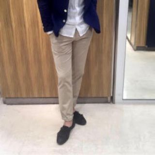 スーツカンパニー(THE SUIT COMPANY)のスーツカンパニー 春夏物コットンパンツ新品サイズL 刺し子柄 ベージュ(スラックス)