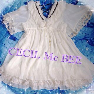 セシルマクビー(CECIL McBEE)のセシル☆編み上げシフォンチュニック(チュニック)