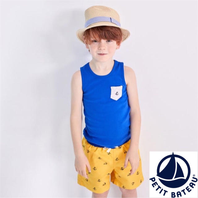 PETIT BATEAU(プチバトー)の【きなこ店長様専用】3ans ポケット付きタンクトップ ブルー キッズ/ベビー/マタニティのキッズ服男の子用(90cm~)(Tシャツ/カットソー)の商品写真