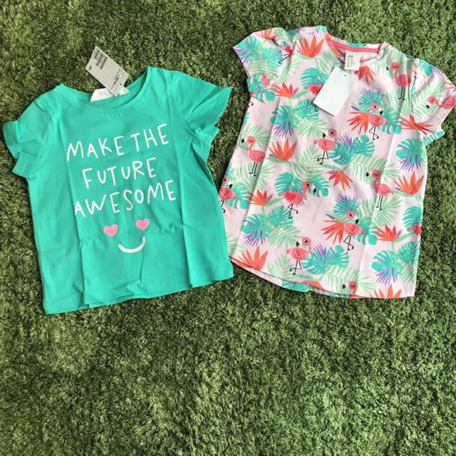 H&M(エイチアンドエム)のH&M☆新品 Tシャツセット 100/105 キッズ/ベビー/マタニティのキッズ服女の子用(90cm~)(Tシャツ/カットソー)の商品写真