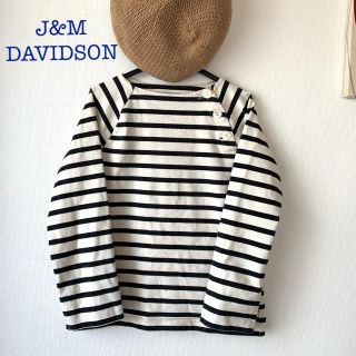 ジェイアンドエムデヴィッドソン(J&M DAVIDSON)のお値下げ！J&M DAVIDSON ボーダー七分袖Tシャツ オフ×黒 S(Tシャツ(長袖/七分))