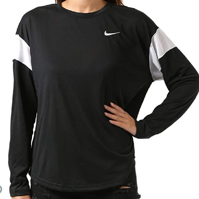 NIKE(ナイキ)の新品 L NIKE JUST DO IT dri-fit ロングスリーブTシャツ レディースのトップス(Tシャツ(長袖/七分))の商品写真