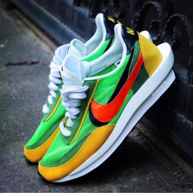 NIKE SACAI LDWAFFLE  GREEN ORANGE