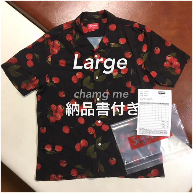 SupremeL 19SS Cherry Rayon Shirt 黒 美品