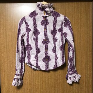 ヴィヴィアンウエストウッド(Vivienne Westwood)のヴィヴィアンウエストウッド☆リボン柄高襟フリルシャツ(シャツ/ブラウス(長袖/七分))