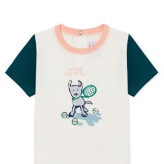 プチバトー(PETIT BATEAU)の24m◎バイカラープリント半袖Ｔシャツ(Ｔシャツ)