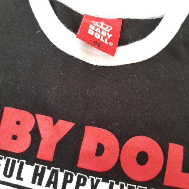 BABYDOLL(ベビードール)のベビードール Tシャツ 半袖 半そで 黒 80 ティアラ ロゴ パチンコボタン キッズ/ベビー/マタニティのベビー服(~85cm)(Ｔシャツ)の商品写真