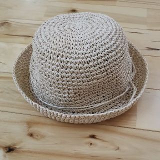 ムジルシリョウヒン(MUJI (無印良品))のmomo様専用 無印 ペーパーたためる手編み帽子　54ｃｍ・ベージュ

(帽子)