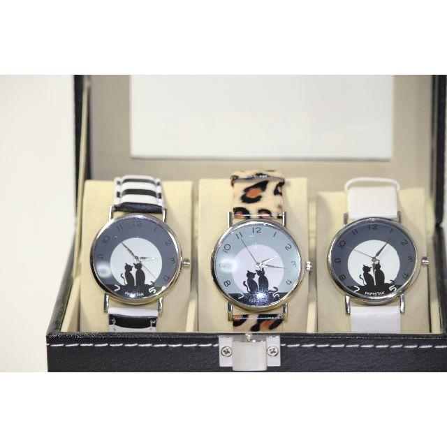 シルエット猫ペア　腕時計３本セット レディースのファッション小物(腕時計)の商品写真