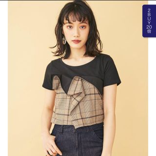 ムルーア(MURUA)のバイカラードッキングTシャツ エモダ ジェイダ スライ マウジー エヴリス (Tシャツ(半袖/袖なし))