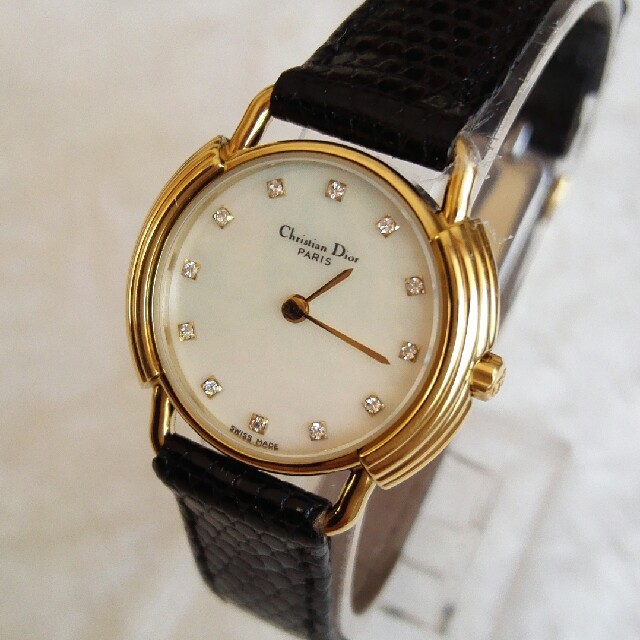 【お取り寄せ】 - Dior Christian クリスチャンディオール　12P レディースクォーツ シェル文字盤 ダイヤ 腕時計