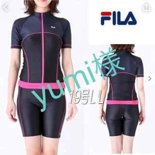 フィラ(FILA)の新品◆FILAフィラ・袖付フィットネス水着・19号LL・黒ピンク×めくれ防止(水着)