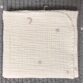 ✨星と月刺繍 3重ガーゼブランケット 90×140(±5)アイボリー(タオルケット)