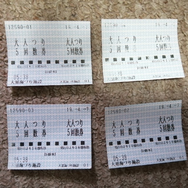 大黒海釣り施設入場券4枚 チケットの施設利用券(遊園地/テーマパーク)の商品写真