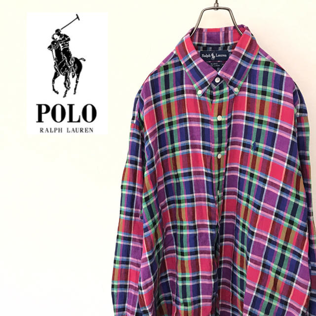 POLO RALPH LAUREN(ポロラルフローレン)の【大人気】ラルフローレン 長袖チェックシャツ 古着 90s ビッグサイズ メンズのトップス(シャツ)の商品写真