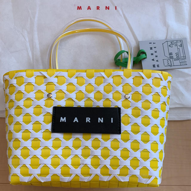 直営店で購入 MARNI マルニ フラワーカフェ ピクニックバッグ イエロー