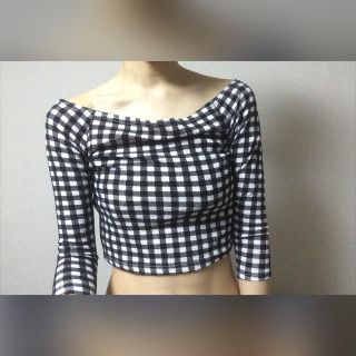 アナップ(ANAP)のギンガムチェック オフショルダーtops(カットソー(長袖/七分))