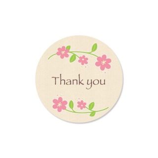 〈Thank youシール丸型〉フラットな花《ベージュ系》T0(カード/レター/ラッピング)