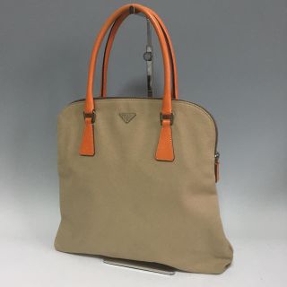 プラダ(PRADA)のPRADA ハンドバッグ キャンバス×レザー プラダ(ハンドバッグ)