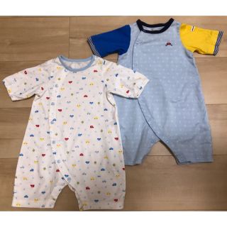 ミキハウス(mikihouse)のミキハウス ロンパース(50-60)新生児用 2つセット(カバーオール)