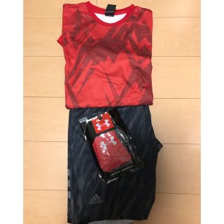 アディダス(adidas)のアディダス ベースボールTシャツ ハーフパンツセット＋UAリストバンド(ウェア)