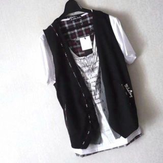 半額以下★送料込★アウターベスト+レイヤードT セットアップ(ベスト)