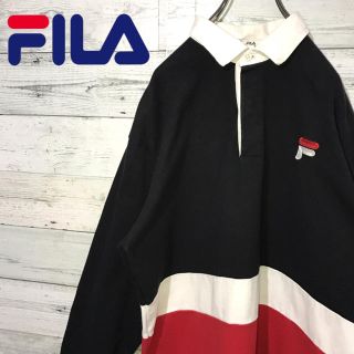 フィラ(FILA)の【レア】フィラ FILA☆刺繍ロゴ マルチカラー 太ボーダー ラガーシャツ(ポロシャツ)