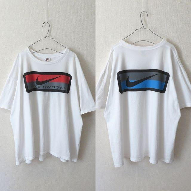 NIKE(ナイキ)の90s NIKE スウォッシュ ビッグ tシャツ 白 USA製 古着 レディース レディースのトップス(Tシャツ(半袖/袖なし))の商品写真