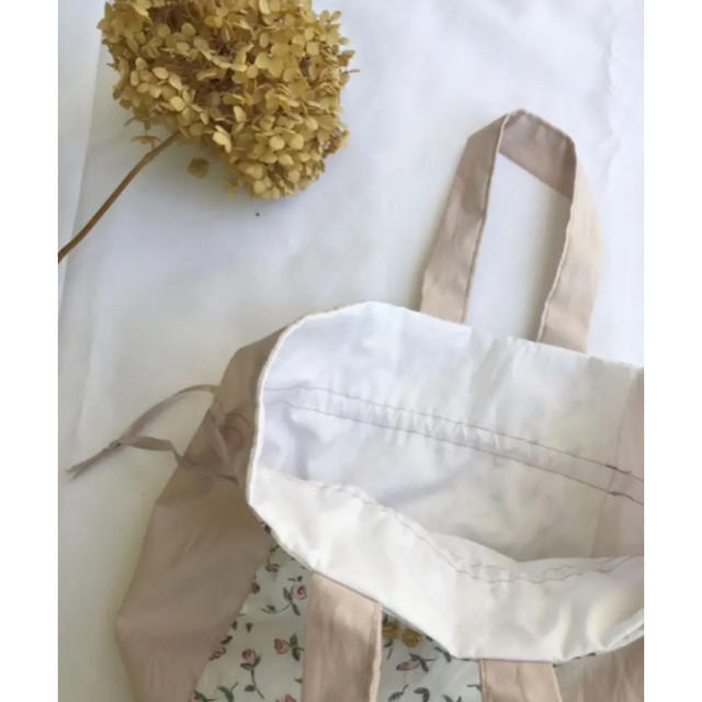 Bonpoint(ボンポワン)の2way巾着バッグ トート フローティングフローラ ハンドメイドのファッション小物(バッグ)の商品写真