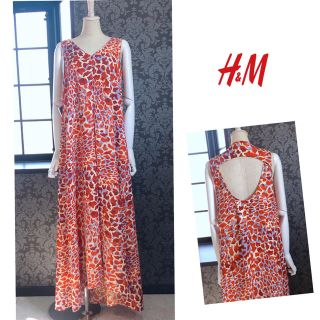 エイチアンドエム(H&M)のH&M ◆ 模様 背中開き ノースリーブ ロングワンピース / マタニティにも(ロングワンピース/マキシワンピース)