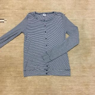 プチバトー(PETIT BATEAU)のプチバトー  ミラレ カーディガン 白紺(カーディガン)