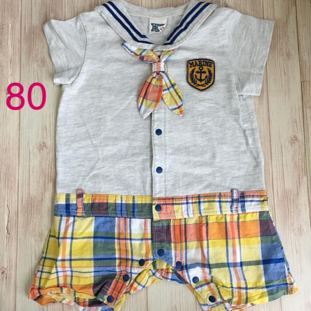 LITTLE BEAR CLUB(リトルベアークラブ)のLITTLE BEAR CLUB セーラー服 ロンパース 80 チェック キッズ/ベビー/マタニティのベビー服(~85cm)(ロンパース)の商品写真