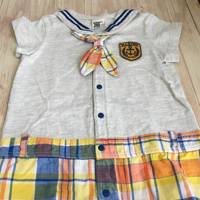 LITTLE BEAR CLUB(リトルベアークラブ)のLITTLE BEAR CLUB セーラー服 ロンパース 80 チェック キッズ/ベビー/マタニティのベビー服(~85cm)(ロンパース)の商品写真