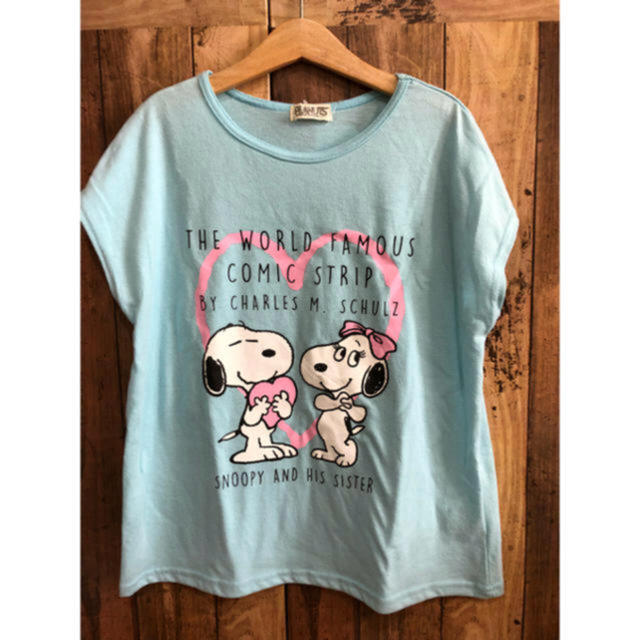 SNOOPY(スヌーピー)の新品 スヌーピー  ハート ロゴTシャツ 150 ブルー ベル ピーナッツ    キッズ/ベビー/マタニティのキッズ服女の子用(90cm~)(Tシャツ/カットソー)の商品写真