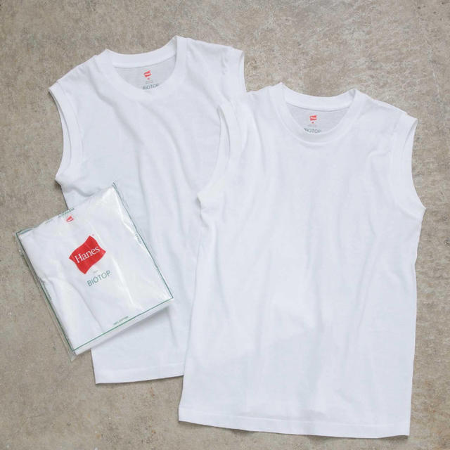 Adam et Rope'(アダムエロぺ)のHANES BIOTOP スリーブレスTシャツ 1枚価格 レディースのトップス(Tシャツ(半袖/袖なし))の商品写真