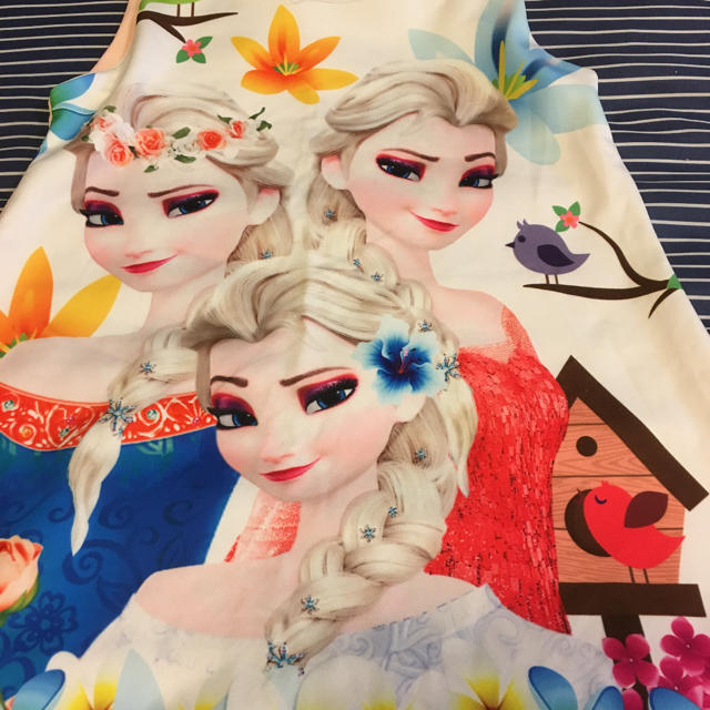 Disney(ディズニー)のアナ雪 エルサ 花柄 ワンピース キッズ/ベビー/マタニティのキッズ服女の子用(90cm~)(ワンピース)の商品写真