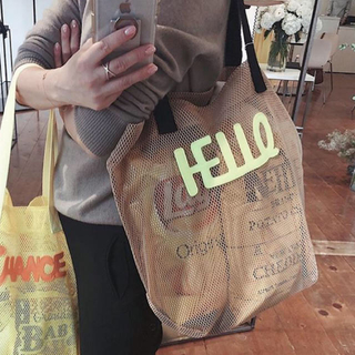 ラドロー(LUDLOW)のLUDLOW メッシュバッグ ベージュHELLO 新品(トートバッグ)