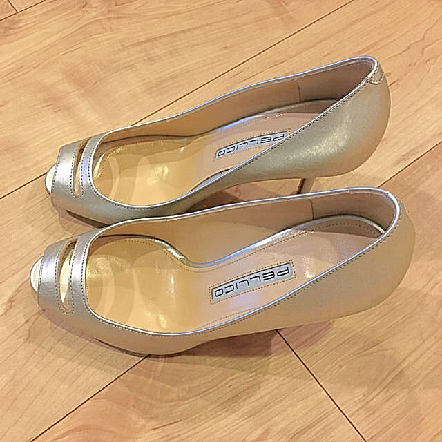 PELLICO ペリーコ シルバー オープントゥパンプス 37½—-