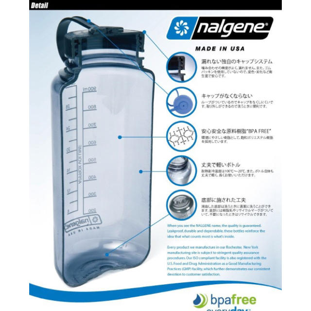 Nalgene(ナルゲン)のREI別注！nalgene bottle 32oz②！ナルゲンボトル スポーツ/アウトドアのアウトドア(登山用品)の商品写真