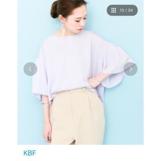 ケービーエフ(KBF)のKBF 薄紫 半袖 ブラウス フリル袖 (シャツ/ブラウス(半袖/袖なし))